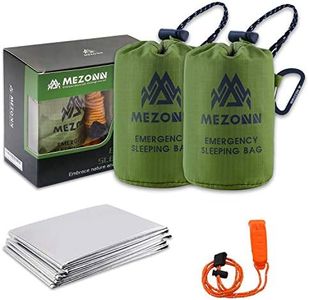 Mezonn Emergency Sleeping Bag Survival Bivy Sack Use as Emergency Blanket Lightweight Survival Gear for Outdoor Hiking Camping Keep Warm After Earthquakes, Hurricanes and Other disasters (Green Set)