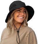 GearTOP Fishing Hats for Men and Women Sun Protection, Camping Hat Bucket Hat with Strings, Black, 7-7 1/2