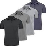 CE' CERDR Men's Golf Polo Shirts Short Sleeve Quick-Dry Moisture Wicking Athletic Performence Casual Golf T-Shirt, 4d - Black/Dark Grey/Light Grey/Navy Blue, X-Large