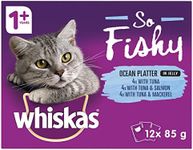 WHISKAS So Fishy Recipes 1+ Years Wet Cat Food Ocean Platter in Jelly 12 x 85g, 5 Pack (60 Pouches)