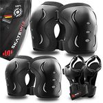 SKATEWIZ knee and elbow pads adult Skateboard pads - Skate Pads BLACK in L - elbow and knee pads kids for roller skates - skate guards knee and elbow pads for children - scooter