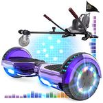 RCB Hoverboard and Kart Bundle for Kids Segway with Hoverkart Set, skateboard with Bluetooth Hoverboards with Bluetooth and LED Lights Solid Seat, Gift for kids and Teenager