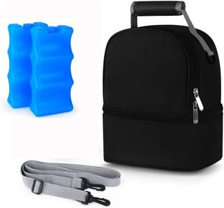 Zoojoy Borsa termica a doppio strato per latte materno con sacchetto di ghiaccio, zaino per la conservazione dei biberoni, borsa termica impermeabile per il trasporto del latte materno (nero), Nero ,