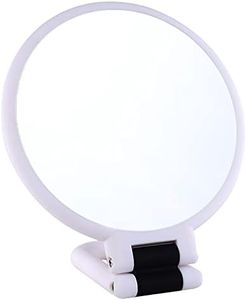 LOTIKO 1x 10x Magnifying Handheld Mirror,Travel Folding Hand Held Mirror,Double Sided Pedestal Magnification and True Image Makeup Mirror, Portable Vanity Cosmetic Mirror for Women （White）