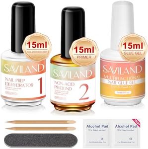 SAVILAND Gel Nails Glue Dehydrator and Primer: 15ml Prep Gel Super Strong 6 in 1 Nail Glue Non-Acid No Lift Nail Primerf and Dehydrator for Gels Polish Press Ons DIY Nails Art
