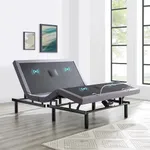 Naomi Home Twin XL Size Adjustable Bed Base w/Basic Lumbar Support & Head Tilt, Foot Incline, Back & Leg Massage, USB Ports, Wireless Remote, Assembly Needed, Ergonomic Zero-Gravity, Twin XL, Grey