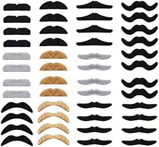 Whaline 48 Piece Self Adhesive Fake Mustache Set Novelty Mustaches for Costume and Halloween Festival Party