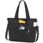 NUBILY Canvas Tote Bag for Women with Zipper Compartment Water Resistant Crossbody Shoulder Bag for 15.6" Laptop Large Handbags Work Beach Travel, Black