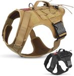 Albcorp Tactical Dog Vest Harness – Military MOLLE Modular System - No-Pull Service Dog Vest, Front Leash Clip, Hook & Loop Panels, Padded Handle, for Medium, Large Dogs - Coyote Brown, Extra Large