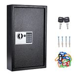 UMEKEN Key Box Wall Mount 60 Position Valet Digital Key Cabinet Lock Box with Code, Electronic Key Holder Lockbox with Key Tags, Key Organizer Locker Box, Black, 12" x 3.94" x 19.69"