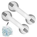 12 Inch Grab Bars for Bathtubs & Showers - 2 Pack Strong Suction Shower Handles, Bathroom Safety Bars for Seniors, Elderly Suction Shower Handles, Safety Bars for Shower Chair, 1 Bath Ball Included.