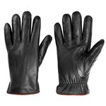 MaxW Winter Mens Leather Gloves Black Touchscreen Sheepskin Gloves Comfortable Warm Driving Cycling Gloves, Black, M:9"(8.5"-9")