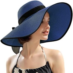 Wide Brim Women Straw Bucket Sun Hat with Bowknot UV Protection Foldable Breathable Stylish Summer Hat for Beach Travel Outdoor Activities
