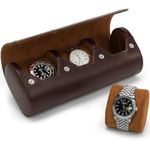 Watch Roll Travel Case Watch Box Organizer for Men with 3 slots Watch Display Storage Portable Watch Rolls PU Leather Cases (Brown)