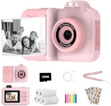 Kids Camera Instant Print,Kids Digital Camera 1080P HD Dual-Lens Selfie,Instant Print Camera with 5 Rolls Paper & 32GB Card,Toddler Camera Christmas Birthday Gifts for Girls Age 3-12(Pink)