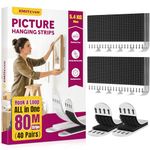 Emitever Picture Hanging Strips Heavy Duty M-40 Pairs (80 Strips), Holds up to 5.4 KG, No Damage Picture Adhesive Strips, Hook and Loop Mounting Tape Black