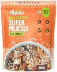 ALPINO Super Muesli Nut Delight - 69% Whole Grain, 20% Dried Fruits & Nuts - Finest Nuts & Raisins, No Sugar Infused Fruits - High in Protein, Source of Fibre - Breakfast Cereal (400 G)