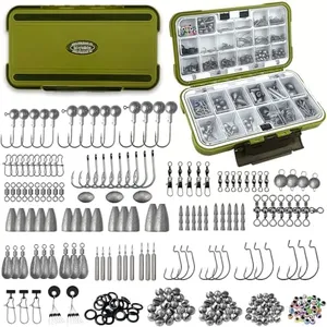 Vipfish Fishing Accessories Kit, 264/397PCS Hooks, Weights, Sinkers, Swivels, Snaps, Beads, Bobber Stops, for Saltwater & Freshwater Fishing, Tackle Box Included (Fishing Accessories Kit 397Pack)