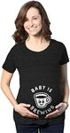 Maternity Baby Is Brewing Tshirt Funny Pregnancy Coffee Lover Announcement Graphic Tee (Heather Black) - 3XL