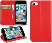 DN-Technology iPhone SE 2022 Case, iPhone SE 2020 Case/iPhone 7 Case/iPhone 8 Case Flip Leather Wallet Book Stand Folio Card Holder Phone Cover For iPhone SE (3rd Gen 2022) iPHONE SE 3 5G (RED)