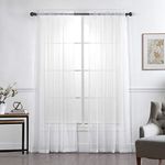 Home Beyond & HB design - White Sheer Voile Curtain Panels with Rod Pocket - Solid Window Sheer Drapes for Bedroom Living Room -（Set of 2 Panels, 54x96-Inch）