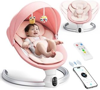 Balançoire électrique pour bébés, avec application et télécommande, harnais 5 points, 10 musiques Bluetooth et 5 vitesses, supporte 9 kg pour les nouveau-nés de 0 à 6 mois, garçons et filles