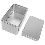 Zerodeko Tin Canisters Tea Leaf Tin Storage Rectangular Tinplate Box Metal Empty Box Container, Storage Tin Canister Chocolate Candy Tea Coffee Cosmetics Case Crafts Organizer (Silver) Tea Storage