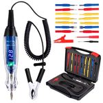 AWBLIN Test Light Probe Kit, 3-72V DC LED Digital Automotive Circuit Tester with Voltmeter, 18 Pieces Multi Function Auto Fuse Voltage Tester Electric Probe Test Kit with Black Carrying Case