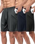 3 Pack Gym Basketball Mens Shorts - Quick Dry Black Workout Athletic Shorts with Pockets for Casual Running