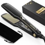 Wavytalk Wet to Straight Flat Iron, 1.7" Hair Straightener with 100% Titanium Floating Plates for Long & Thick Hair with Digital LCD Display, Dual Voltage, Instant Heating, Black