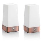 Auraglow Wireless PIR Motion Sensor Table Lamp Super Bright LED Battery Powered Hallway Night Light - Square - 2 Pack