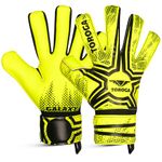 TOROGA Football Goalkeeper Gloves For Boys, Kids Children Youth Soccer Goalie Gloves with 4mm Latex Finger Spine Protection (Yellow Flat+Negative Cut, 4 - For 6-9 Years, Ambidextrous)