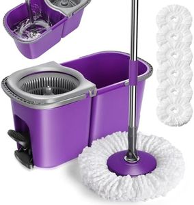 Masthome Mop and Bucket, Spin Mop for Cleaning Floors, 360° Spinning Mop with Stainless Steel Handle, Microfiber Floor Mop with 3 Mop Heads for Hardwood Tiles Laminate Vinyl