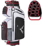 UNIHIMAL 15-Way Golf Cart Bag with Full Length Divider, Premium Luxury Cart Bag with Magnetic Leather Pocket, Golf Bag for Man Women with Handles and Rain Cover