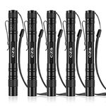 CZS LED Flashlight Penlight 1000 Lumens Battery-Powered Handheld Pen Light Pocket Torch Powered by 2AAA Battery,5 PCS (Battery Not Included)