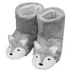 Fox Inspired Thicken Fluffy Sock Slippers Ankle Bootie Anti-Skid Winter Thermal Warm House Slippers Boot Footwear Shoes for Birthday4/5.5 UKGrey