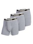 Joe Boxer Men's 3 Pack Stretch Boxer Brief 90/10 Underwear, U011 Grey Mix, Medium