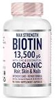 Biotin Hair Growth Tablets, 13,500 Mcg, Vitamins for Hair Growth for Men and Women, with Zinc & Organic Coconut Oil