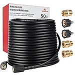 YAMATIC Pressure Washer Hose 15M/50FT with M22 & 3/8" Quick Connect, Kink Resistant 1/4" Extension Replacement High Power Washer Hose for Ryobi, Troy Bilt, Greenworks, Generac, Honda, 3200 PSI/220 Bar