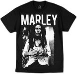 Bob Marley Men's Black & White Photo T-Shirt Black, Black, X-Large