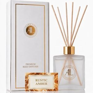 Aroma Loft Frosted Reed Diffusers for Home | Premium Fragrance Diffuser | Frosted Diffuser Sticks in Oil Set with Rustic Amber Scent | Smell Good Stuff,Long-Lasting Oil for Bathroom & Office 5 oz