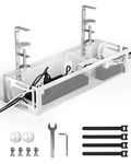 DIDAINT Under Desk Cable Management Tray Cable Management Under Desk No Drill Cable Organizer with Clamp for Desk Wire Management Desk Cable Management Box for Office and Home Standing White