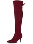 Allegra K Women's Stiletto Heels Thigh High Over the Knee High Boots Burgundy 4 UK/Label Size 6 US