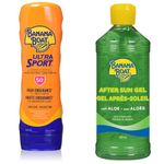 Banana Boat Ultra Sport Sunscreen Lotion, New FORMULA, Spf 50+, 240 mL & After Sun Gel with Aloe, Reef Friendly, 480 mL