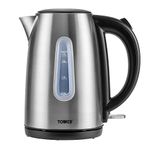 Tower T10015 Infinity Rapid Boil Jug Kettle with Boil Dry Protection, Automatic Shut Off, Removable Washable Filter, 3000 W, 1.7 Litre, Brushed Stainless Steel