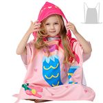 Pink Mermaid Hooded Towel for 1-5 Years Toddler/Kid Girls Beach Pool Bath Swim Coverups/Poncho/Cape