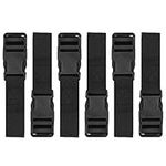 Hiziwimi Luggage Nylon Straps with Quick Release Buckle Utility Straps for Travel Packing Outdoorsports 6 Pack 2.5 x 150cm (Black)