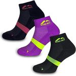 More Mile Preventer 3 Pack Double Layer Womens Running Socks Anti Blister Cushioned Anklet