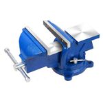 5" Heavy Duty Bench Vise, Pipe Vise Bench Vices with Anvil Swivel Table Top Clamp Locking Base, Double Swivel Rotating Vise Head& Body Rotates 360°(Blue)