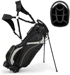 Costway Golf Stand Bag, Golf Club Bag w/ 8 Way Top Dividers, 7 Zippered Pockets, Cooler Bag, Dual Strap & Rain Hood, 2 kg Lightweight Portable Golf Carry Bag for Men Women